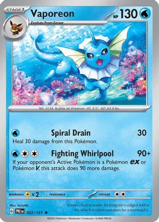 Vaporeon (022/131) [Scarlet & Violet: Prismatic Evolutions] | Silver Goblin