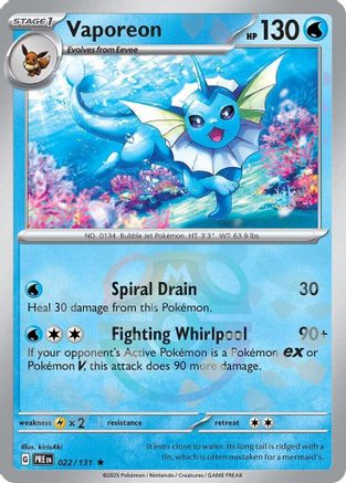 Vaporeon (022/131) (Master Ball Pattern) [Scarlet & Violet: Prismatic Evolutions] | Silver Goblin