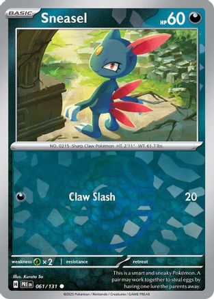 Sneasel (061/131) (Master Ball Pattern) [Scarlet & Violet: Prismatic Evolutions] | Silver Goblin