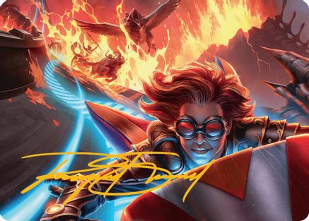 Outpace Oblivion Art Card (Gold-Stamped Signature) (024) - Art Series: Aetherdrift