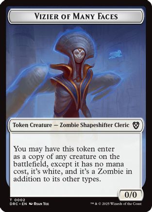 Vizier of Many Faces // Zombie (0003) Double-Sided Token (2 // 3) - Commander: Aetherdrift