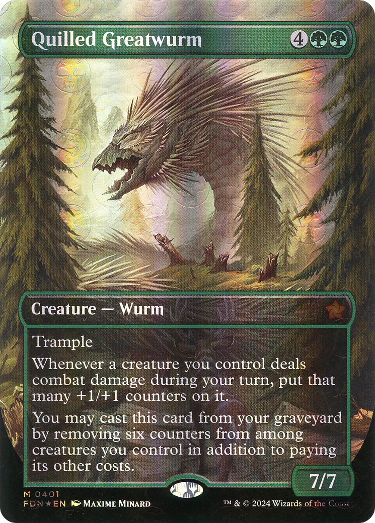 Quilled Greatwurm (Borderless) (Mana Foil) [Foundations] | Silver Goblin