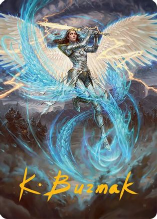 Elspeth, Storm Slayer Art Card (49/54) (Gold-Stamped Signature) (049) - Art Series: Tarkir: Dragonstorm