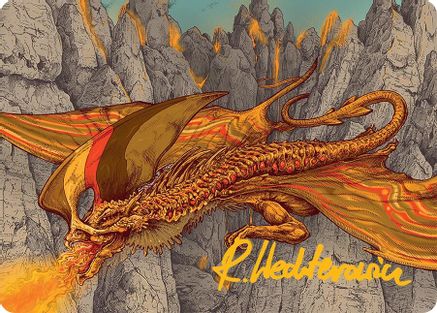 Magmatic Hellkite Art Card (34/54) (Gold-Stamped Signature) (034) - Art Series: Tarkir: Dragonstorm