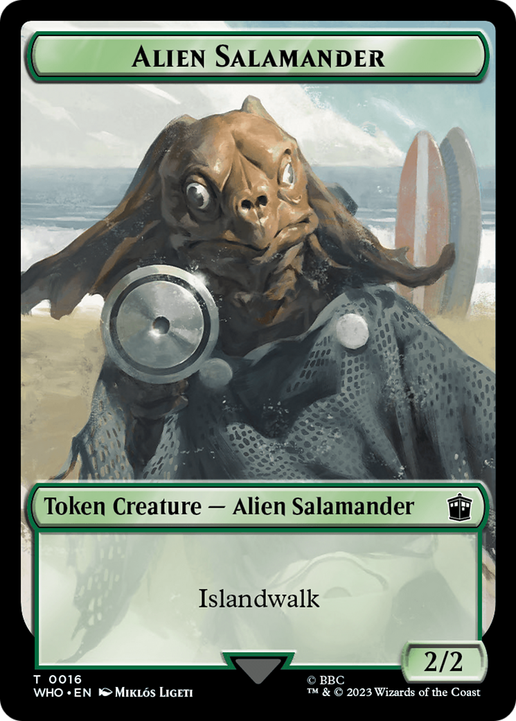 Human Noble // Alien Salamander Double-Sided Token [Doctor Who Tokens] | Silver Goblin