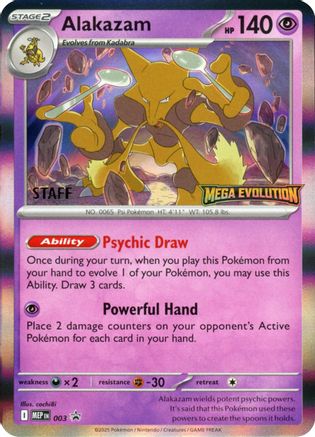 Alakazam - 003 (Staff) (3) Holofoil - ME Mega Evolution Promo