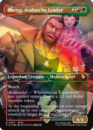 Barret, Avalanche Leader (Borderless) (Chocobo Track Foil) (472) Foil - Commander: FINAL FANTASY