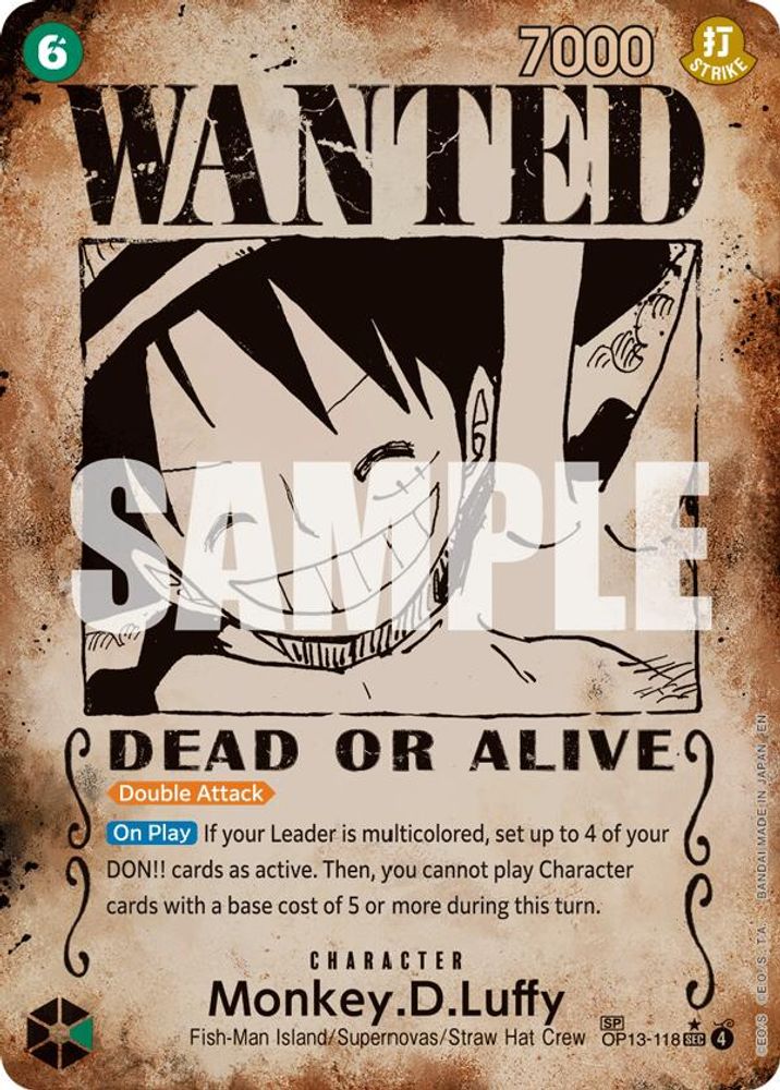 Monkey.D.Luffy (Wanted Poster) (OP13-118) Foil