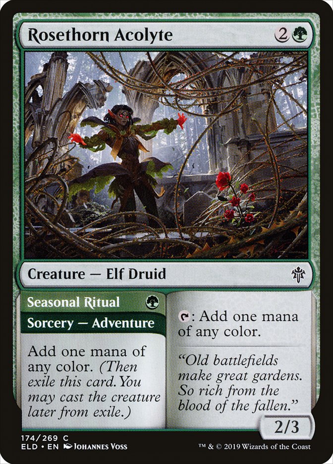 Rosethorn Acolyte // Seasonal Ritual [Throne of Eldraine] | Silver Goblin