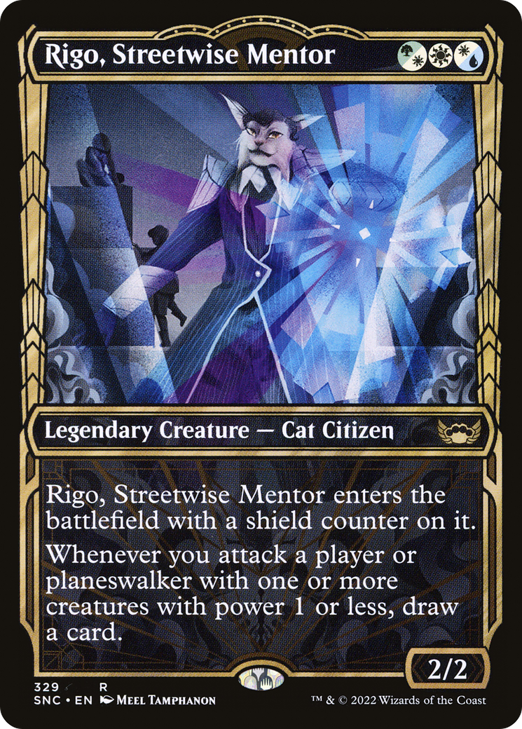 Rigo, Streetwise Mentor (Showcase Golden Age) [Streets of New Capenna] | Silver Goblin