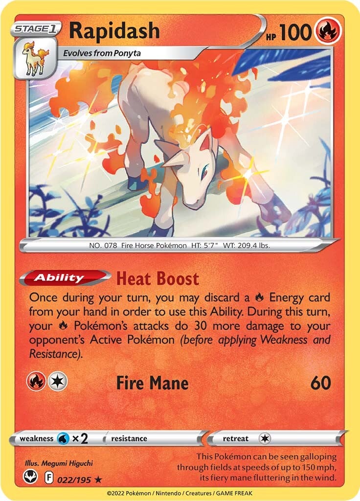 Rapidash (022/195) (Theme Deck Exclusive) [Sword & Shield: Silver Tempest] | Silver Goblin