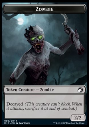 Zombie (005) // Bat Double-Sided Token [Innistrad: Midnight Hunt Tokens] | Silver Goblin