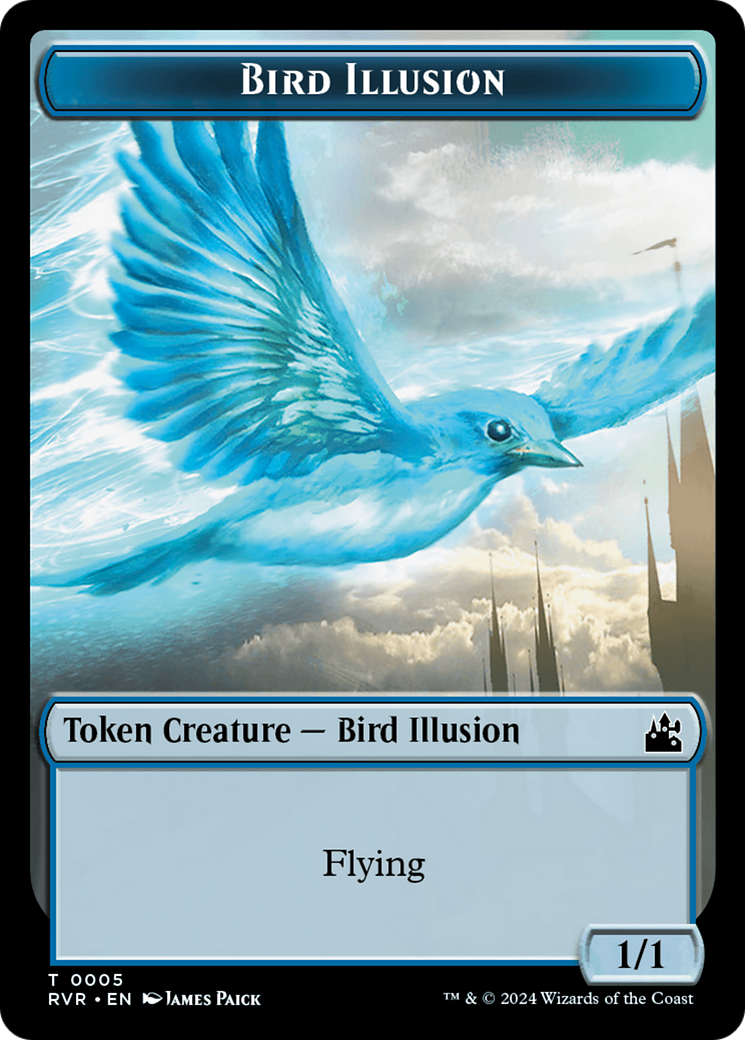 Elf Knight // Bird Illusion Double-Sided Token [Ravnica Remastered Tokens] | Silver Goblin