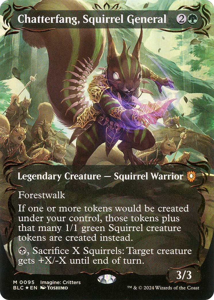 Chatterfang, Squirrel General (Borderless) (Raised Foil) [Bloomburrow Commander] | Silver Goblin