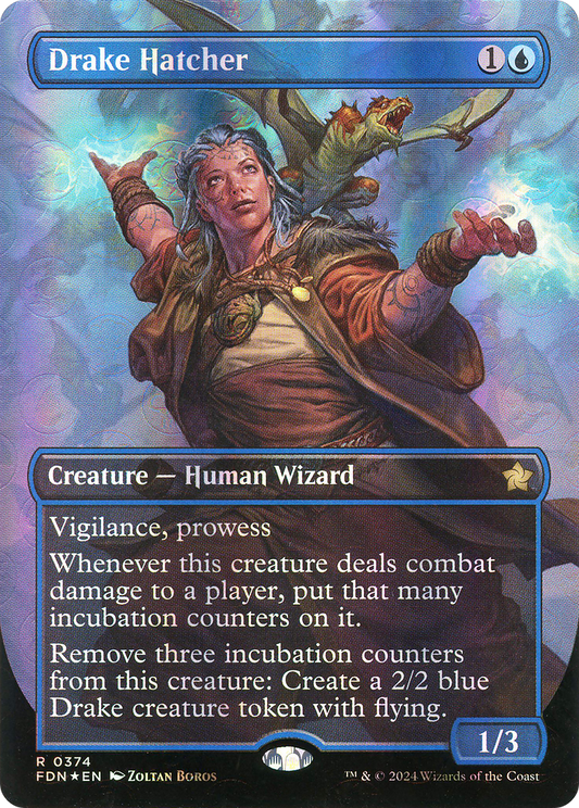 Drake Hatcher (Borderless) (Mana Foil) [Foundations]