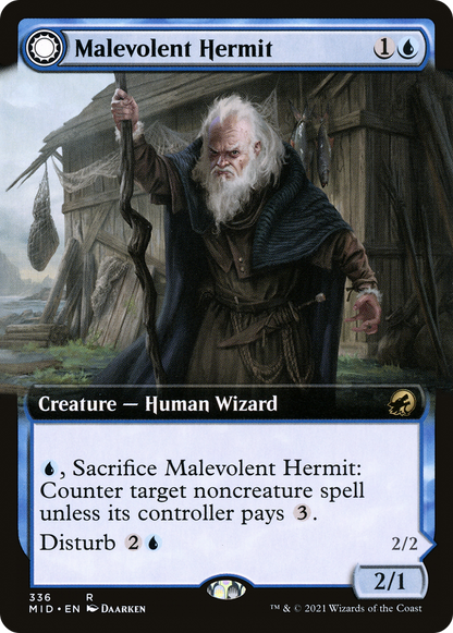 Malevolent Hermit // Benevolent Geist (Extended Art) [Innistrad: Midnight Hunt]