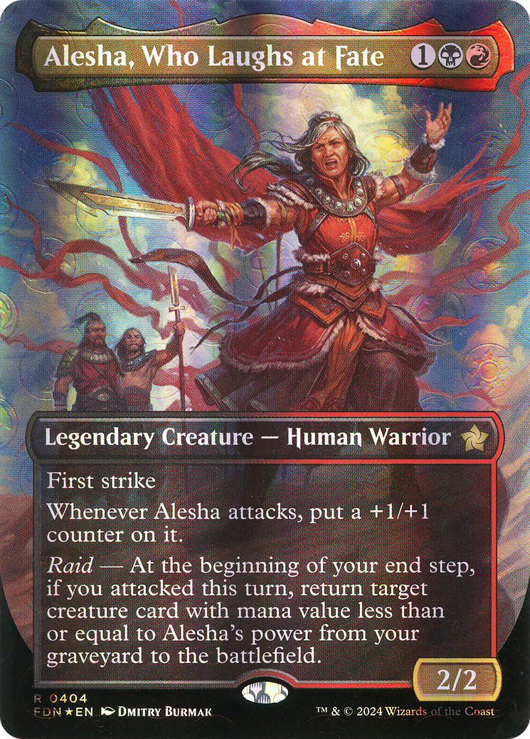 Alesha, Who Laughs at Fate (Borderless) (Mana Foil) [Foundations] | Silver Goblin