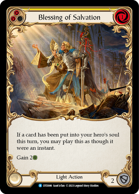 Blessing of Salvation (Yellow) [DTD086] (Dusk Till Dawn)  Rainbow Foil | Silver Goblin