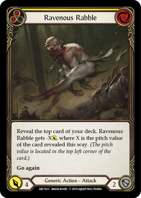 Ravenous Rabble (Yellow) 1st Edition  (ARC192) - Arcane Rising | Silver Goblin