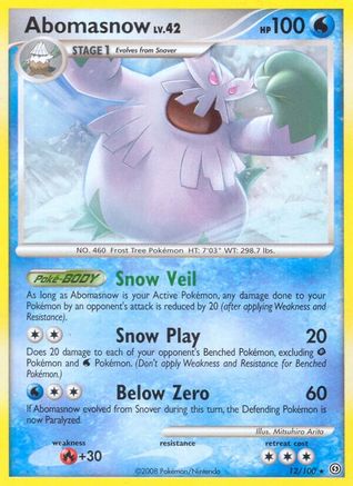 Abomasnow (12/100) [Diamond & Pearl: Stormfront] Reverse Holofoil