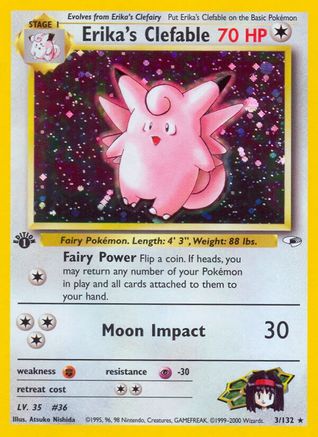 Erika's Clefable (3) 1st Edition Holofoil - Gym Heroes