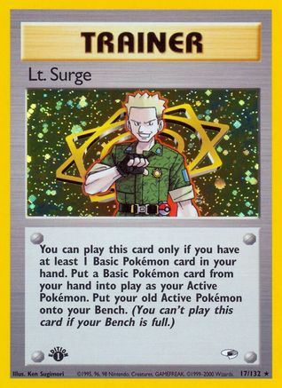 Lt. Surge (17) 17/132 - Gym Heroes Unlimited Holofoil | Silver Goblin