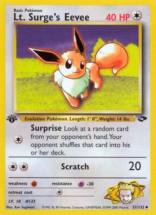 Lt. Surge's Eevee (51) (1st Edition) - Gym Challenge