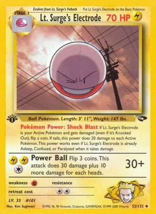 Lt. Surge's Electrode (52) (1st Edition) - Gym Challenge