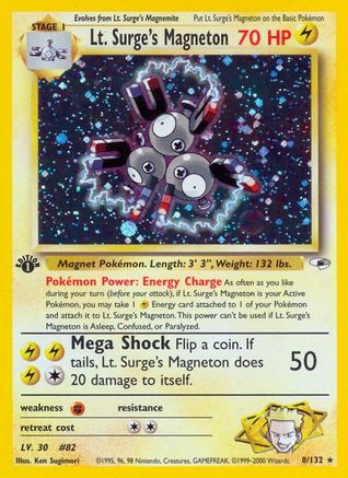 Lt. Surge's Magneton (8) 1st Edition Holofoil - Gym Heroes