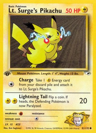 Lt. Surge's Pikachu (81) 1st Edition - Gym Heroes