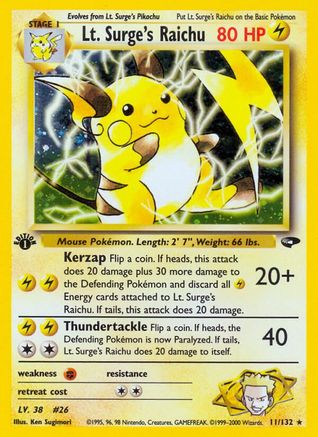 Lt. Surge's Raichu (11) (1st Edition) Holofoil - Gym Challenge