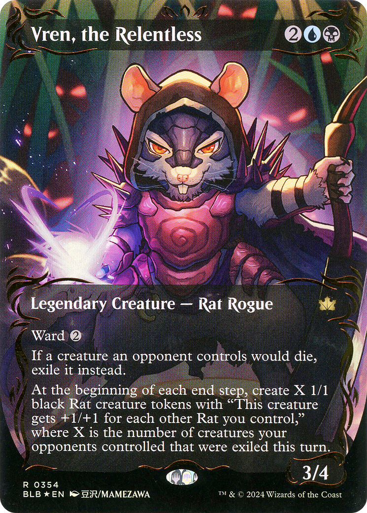 Vren, the Relentless (Borderless) (Raised Foil) [Bloomburrow] | Silver Goblin