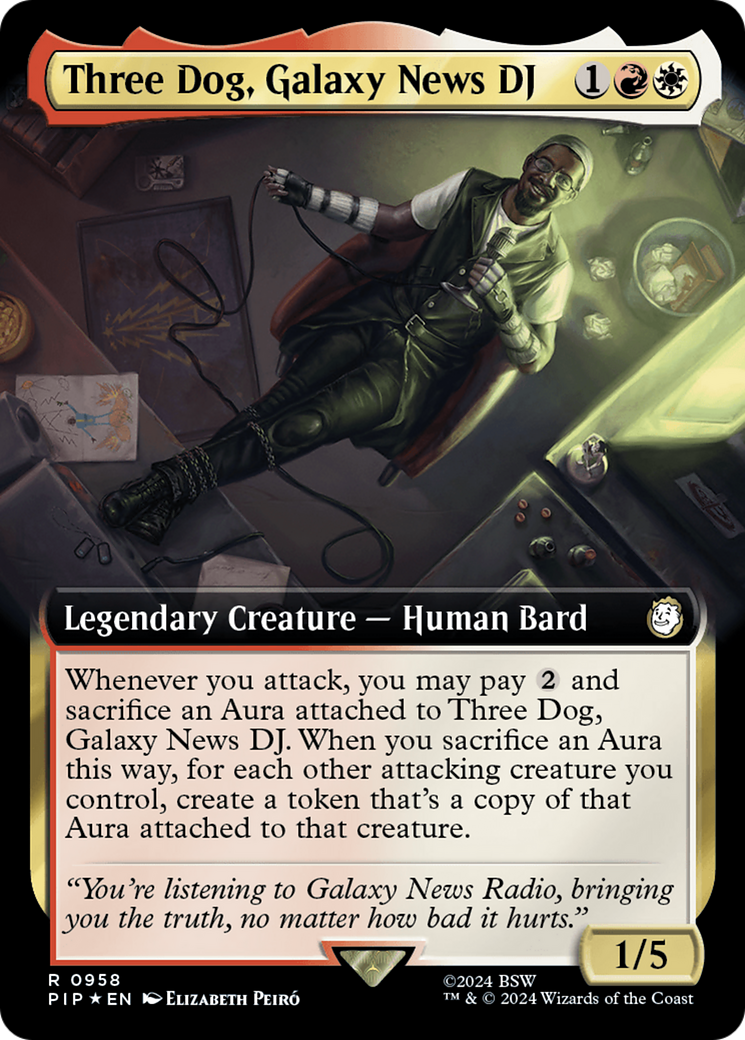 Three Dog, Galaxy News DJ (Extended Art) (Surge Foil) [Fallout] | Silver Goblin