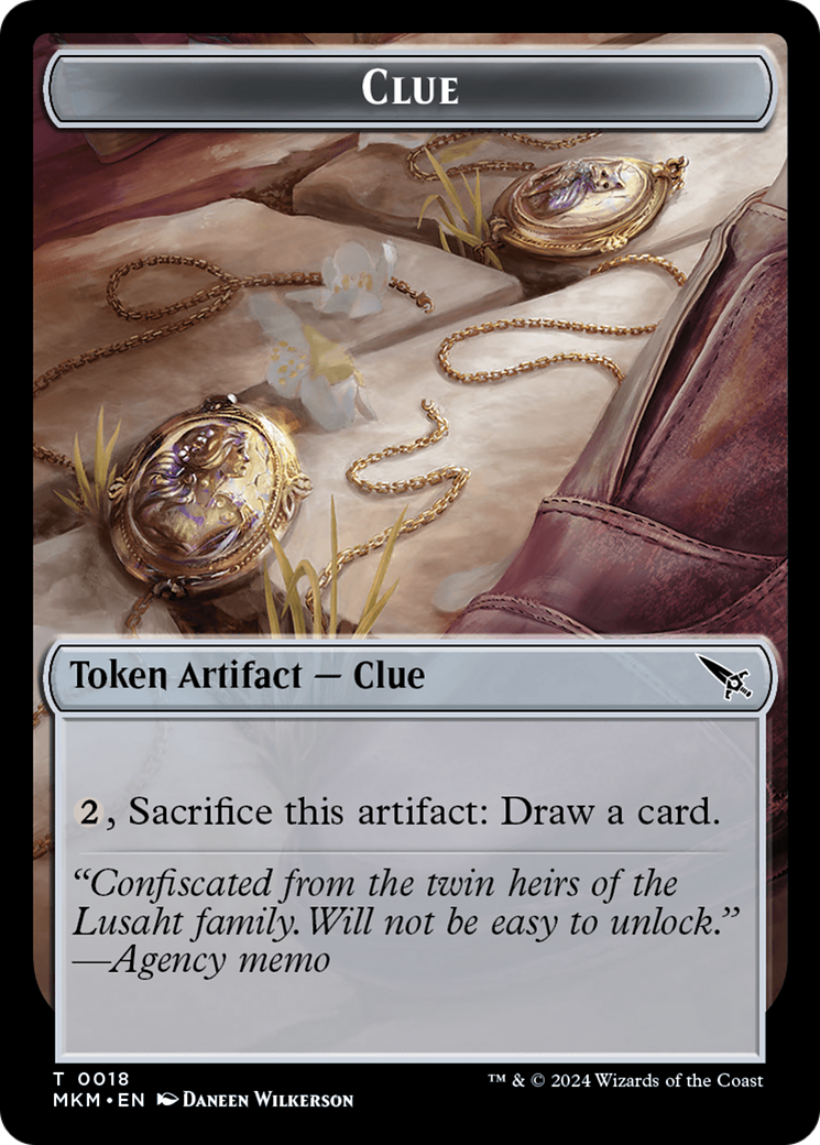 Clue (0018) // A 0045 Double-Sided Token [Murders at Karlov Manor Tokens] | Silver Goblin