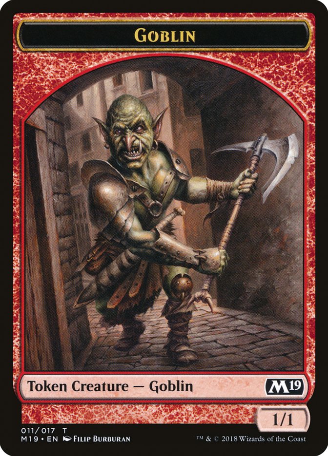 Knight // Goblin Double-Sided Token (Game Night) [Core Set 2019 Tokens] | Silver Goblin