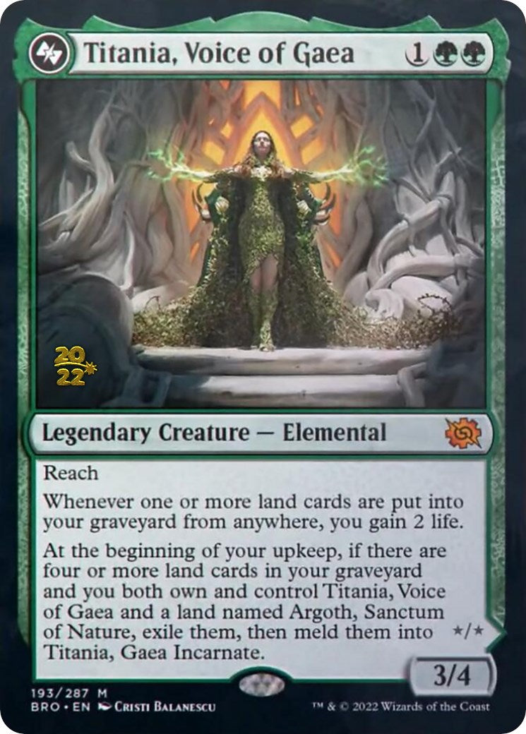 Titania, Voice of Gaea [The Brothers' War Prerelease Promos] | Silver Goblin