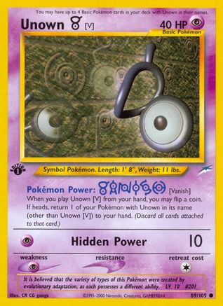 Unown [V] (89) 1st Edition - Neo Destiny