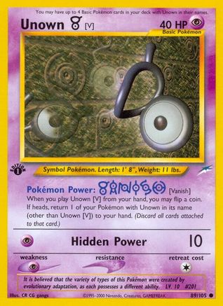 Unown [V] (89/105) [Neo Destiny Unlimited] | Silver Goblin