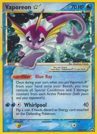 Vaporeon Star (102/108) [EX: Power Keepers] | Silver Goblin