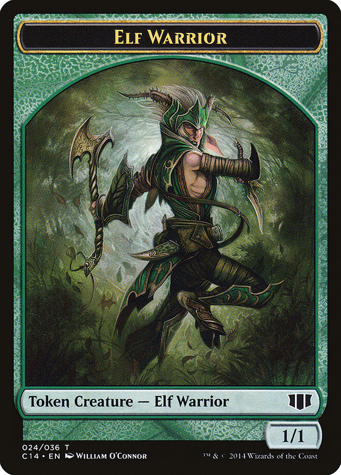 Elephant // Elf Warrior Double-Sided Token [Commander 2014 Tokens] | Silver Goblin