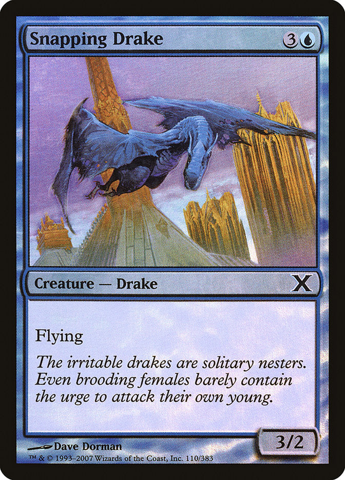 Snapping Drake (Premium Foil) [Tenth Edition] | Silver Goblin