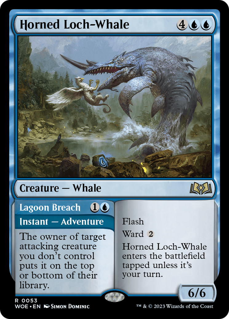 Horned Loch-Whale // Lagoon Breach [Wilds of Eldraine] | Silver Goblin