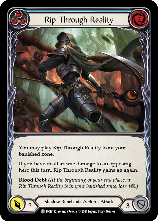 Rip Through Reality (Blue) [MON182-RF] (Monarch)  1st Edition Rainbow Foil | Silver Goblin