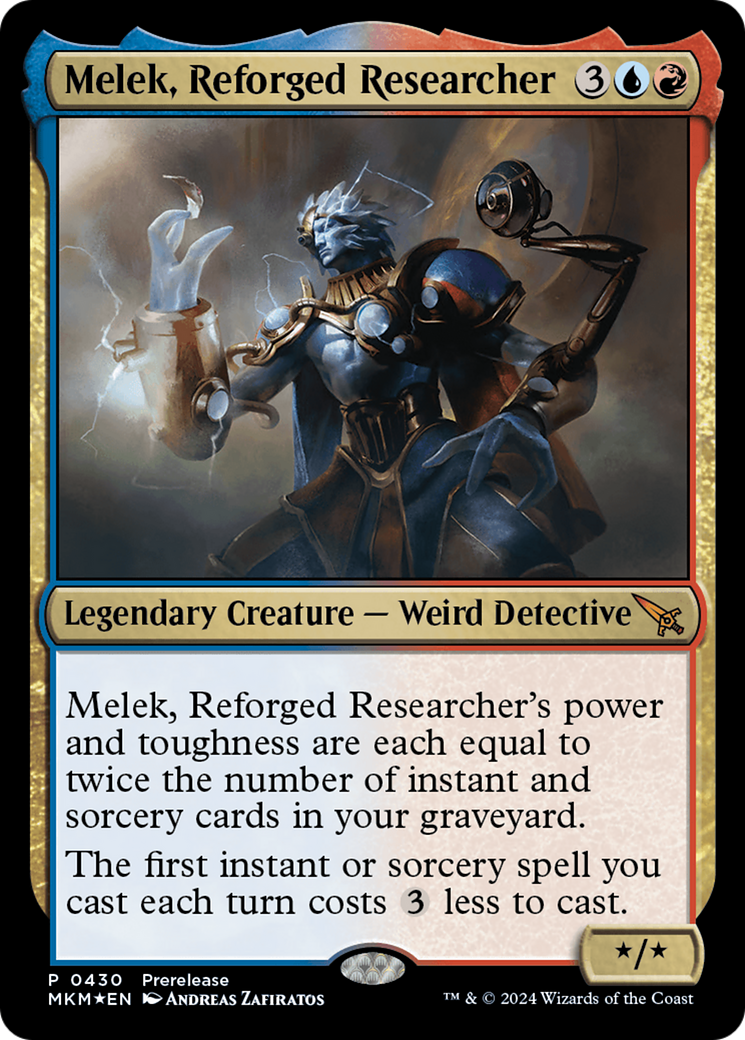 Melek, Reforged Researcher [Murders at Karlov Manor Prerelease Promos] | Silver Goblin