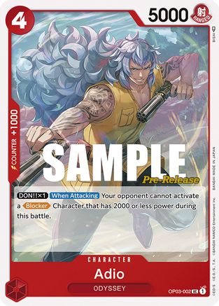 Adio (OP03-002) Pre-Release Cards
