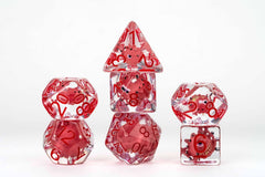 FanRoll Beholder Inclusion Resin Poly Dice Set | Silver Goblin