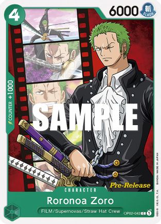 Roronoa Zoro (OP02-043) Pre-Release Cards