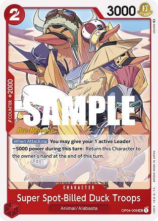 Super Spot-Billed Duck Troops (OP04-009) Pre-Release Cards