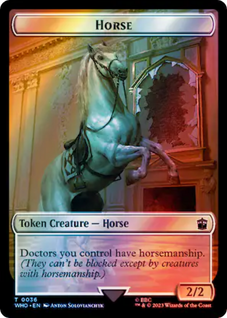 Horse // Alien Salamander Double-Sided Token (Surge Foil) [Doctor Who Tokens] | Silver Goblin