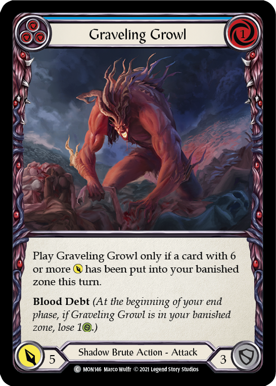 Graveling Growl (Blue) [MON146-RF] (Monarch)  1st Edition Rainbow Foil | Silver Goblin